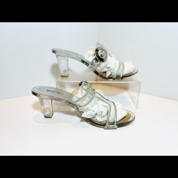 Clear Lucite Heels with Silver Accents - Picture 2 of 7
